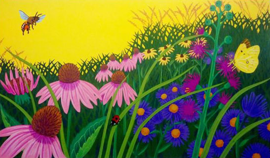 Bee finding wildflowers